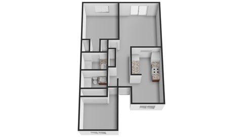Floor plan for 2 beds, 2 baths, 968 sqft
